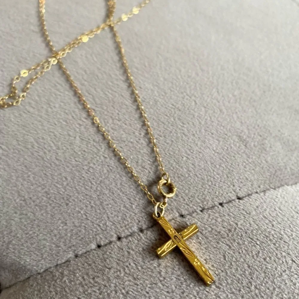 Vintage Victorian 12k Gold Filled Cross Necklace